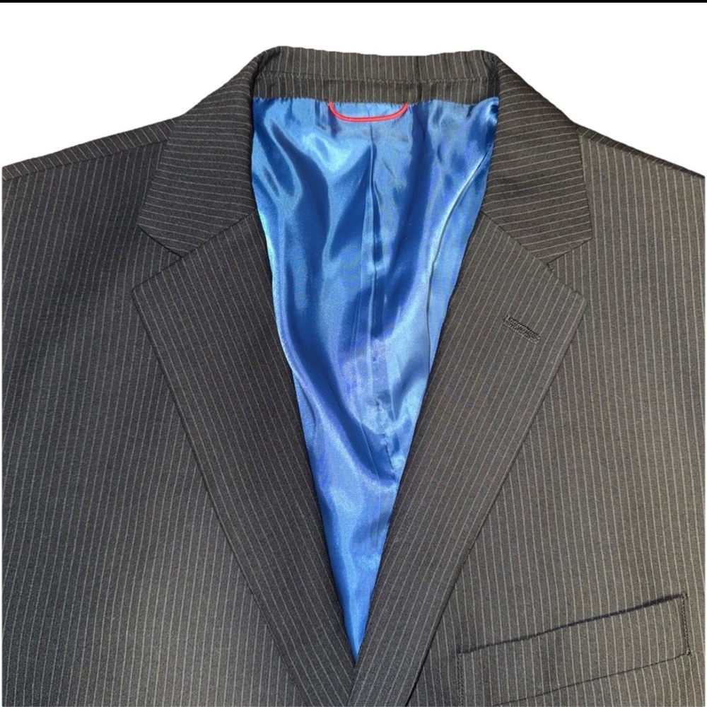 Billy London UK Pinstripe Suit Jacket 40 L Black Modern‎ Academia Professional